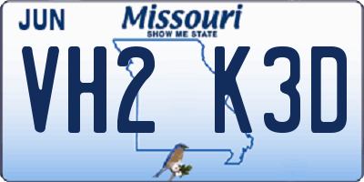 MO license plate VH2K3D