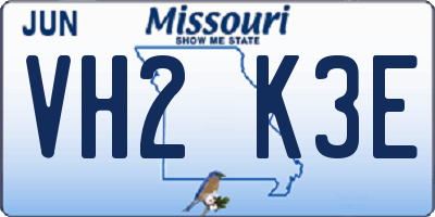 MO license plate VH2K3E