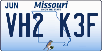 MO license plate VH2K3F