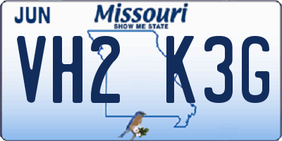 MO license plate VH2K3G