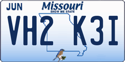 MO license plate VH2K3I
