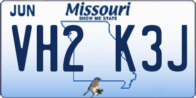 MO license plate VH2K3J