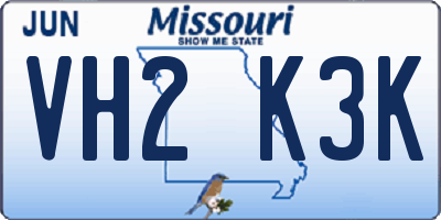 MO license plate VH2K3K