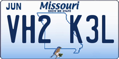 MO license plate VH2K3L