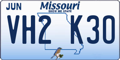 MO license plate VH2K3O