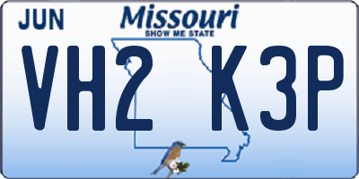 MO license plate VH2K3P