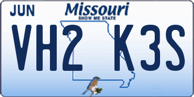 MO license plate VH2K3S