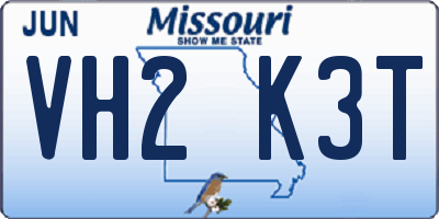 MO license plate VH2K3T
