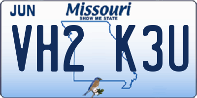 MO license plate VH2K3U