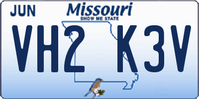 MO license plate VH2K3V