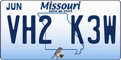 MO license plate VH2K3W