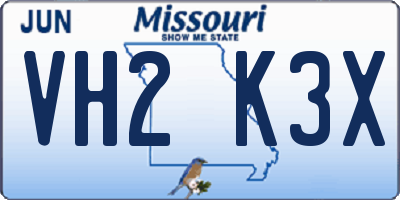 MO license plate VH2K3X