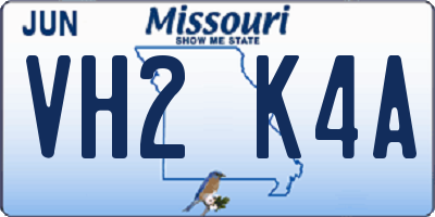 MO license plate VH2K4A
