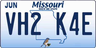 MO license plate VH2K4E
