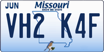 MO license plate VH2K4F