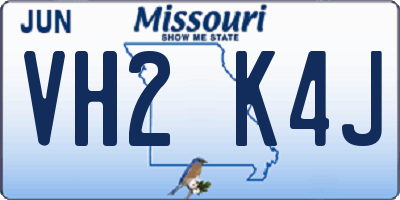 MO license plate VH2K4J