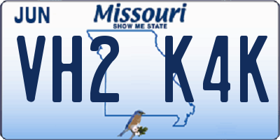 MO license plate VH2K4K