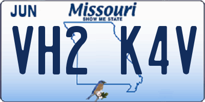 MO license plate VH2K4V