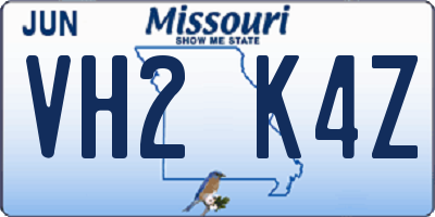MO license plate VH2K4Z