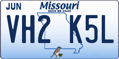 MO license plate VH2K5L