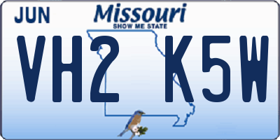 MO license plate VH2K5W