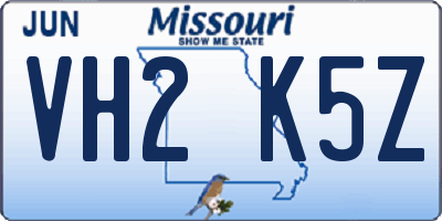 MO license plate VH2K5Z