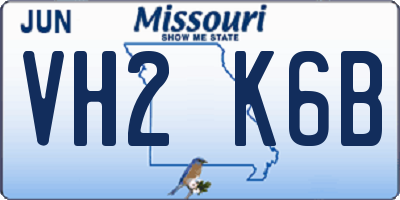MO license plate VH2K6B