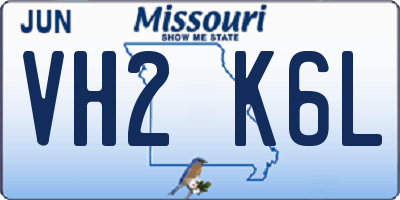 MO license plate VH2K6L