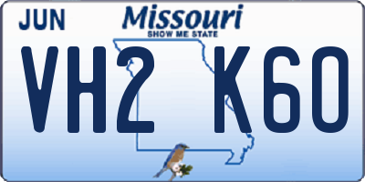 MO license plate VH2K6O