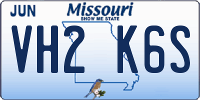 MO license plate VH2K6S