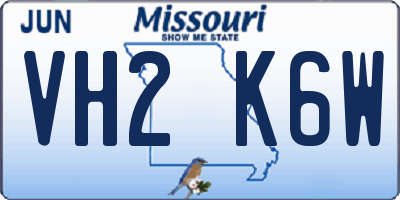 MO license plate VH2K6W