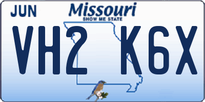 MO license plate VH2K6X