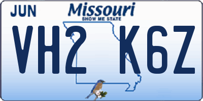 MO license plate VH2K6Z