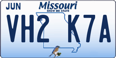MO license plate VH2K7A