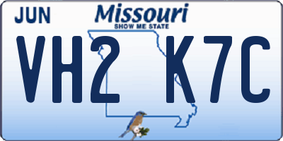 MO license plate VH2K7C