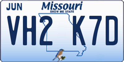 MO license plate VH2K7D