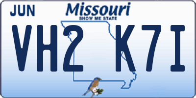 MO license plate VH2K7I
