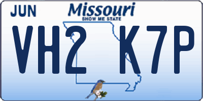 MO license plate VH2K7P