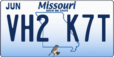 MO license plate VH2K7T