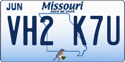 MO license plate VH2K7U
