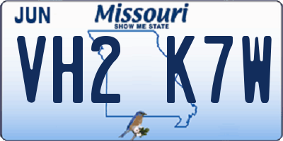 MO license plate VH2K7W