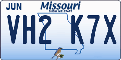 MO license plate VH2K7X