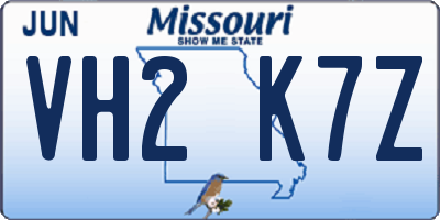 MO license plate VH2K7Z