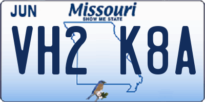 MO license plate VH2K8A