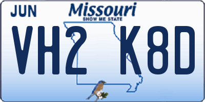 MO license plate VH2K8D