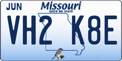 MO license plate VH2K8E