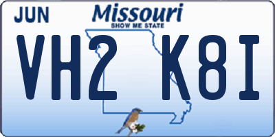 MO license plate VH2K8I