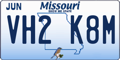 MO license plate VH2K8M