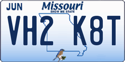 MO license plate VH2K8T