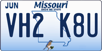 MO license plate VH2K8U